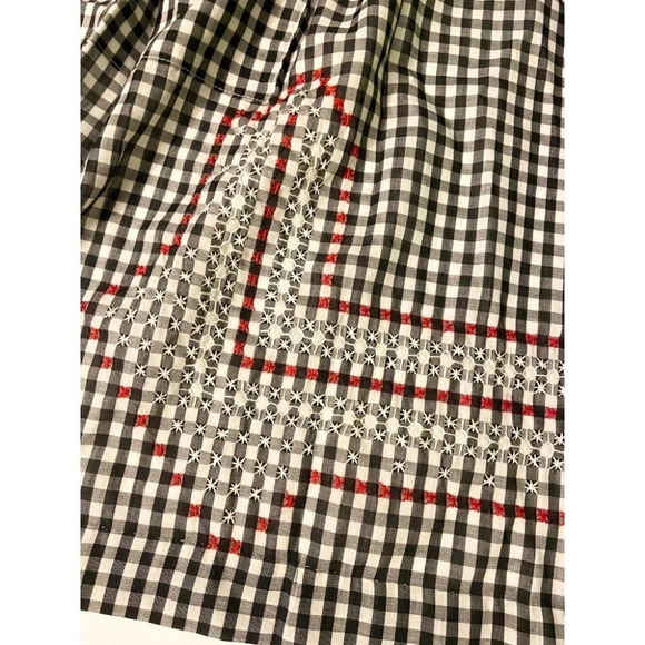 Vintage Black White and Red Checkered Half Apron One Pocket Tie Back - Picture 3 of 12